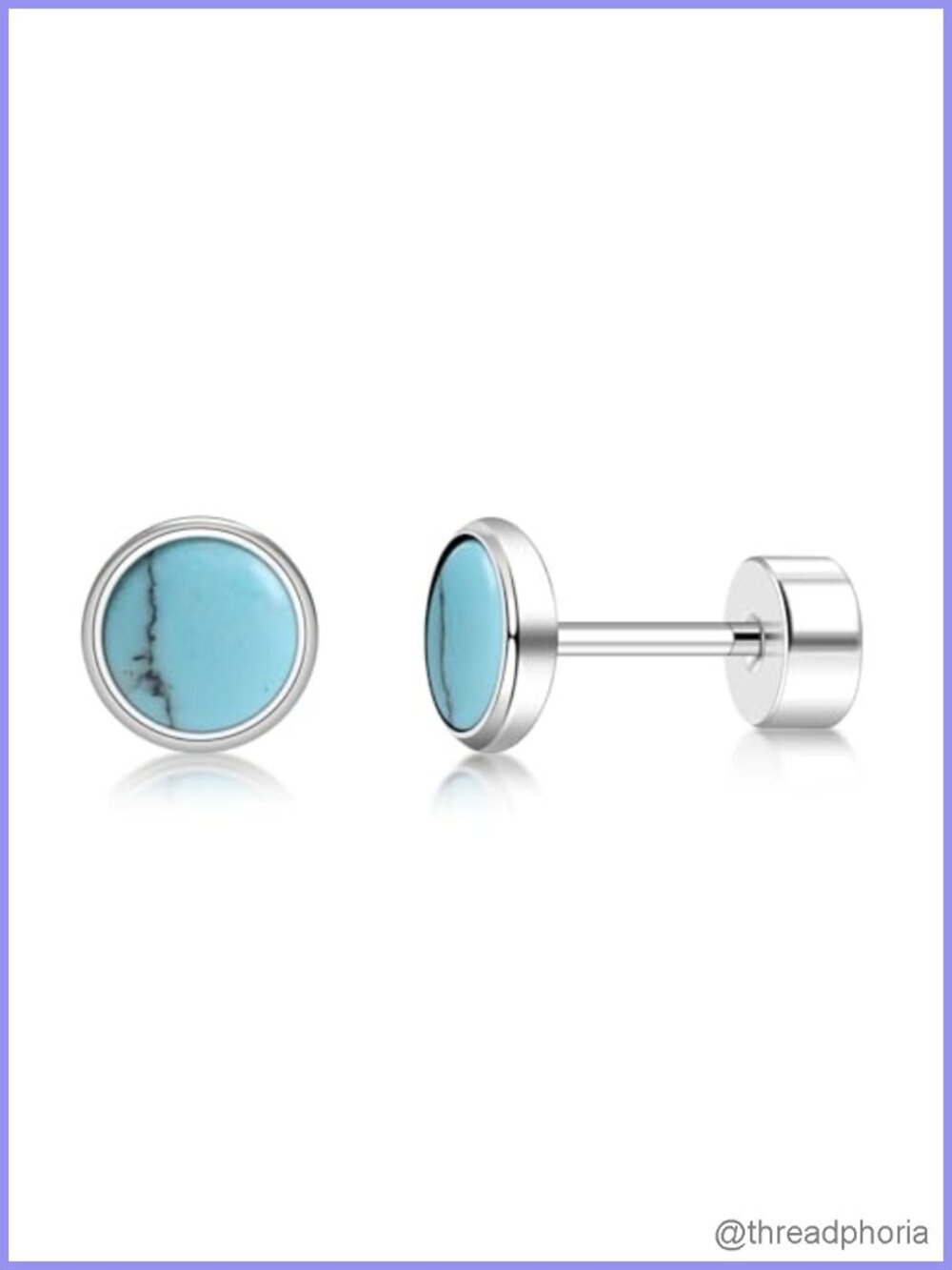 Flat Back Earrings Titanium Hypoallergenic Onyx Studs for Sensitive Ears